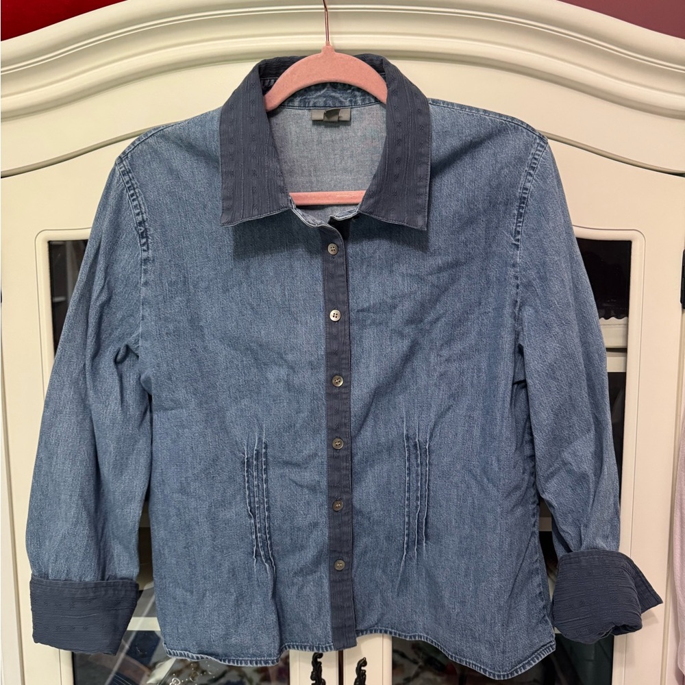 J. Jill Denim Jacket Button Down Shirt 100% Cotton